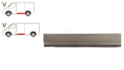 Panou reparatie lateral Vw Transporter T4, 1990- 2003, Partea Stanga, Lateral, lungime 1385 mm, inaltime 260 mm, parte inferioara