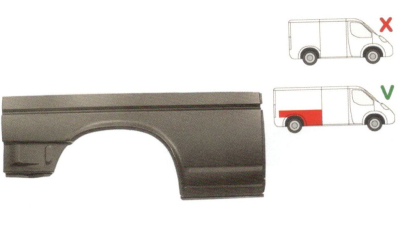 Aripa spate Vw T4 9/1990-03.2003, Partea Dreapta, Marime 1/3, Latime 1570 mm, 630 Mm, (pentru modelul lung)