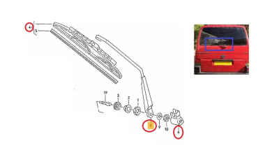 Brat stergator luneta VW Transporter (T4)/Caravelle/Multivan, 07.1990-03.2003, Versiune Cu Haion, Spate, cu lamela stergator 400 mm, Aftermarket