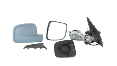 Oglinda usa exterioara VW Transporter/Multivan (T5), 04.2003-10.2009, partea Dreapta, reglare electrica; carcasa grunduita; incalzit; sticla convexa; geam cromat, Aftermarket