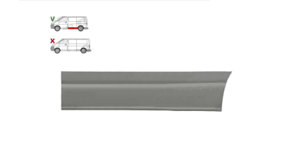 Panou lateral Vw Transporter (T5), 2004-2015 Model Short / Scurt, parte stanga, model inalt, lungime 1235mm, inaltime 300mm, 95688322, Aftermarket
