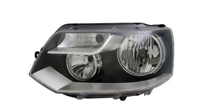 Far Vw Transporter/Multivan (T5) 10.2009-, Stanga, tip bec H15+H7, reglare electrica, cu lumini pentru timp de zi, ECE, cu motoras, Depo, 7E1941015C, 7E1941015G