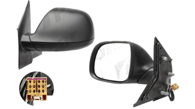 Oglinda exterioara VW Transporter (T5) 10.2009-2015, Partea Stanga Crom Asferica Electrica Cu Incalzire, carcasa neagra, cu 5 pini, Max View