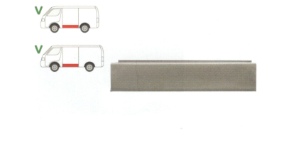 Segment reparatie panou lateral Vw Lt28/31/35 1975-04.1996 , partea Stanga, Inferior , Metal, Lungimea 1316 Mm,Inaltimea 280mm , Cu O Nervura, Pt Modele Scurt/Mijlociu, 