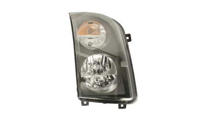 Far VW Crafter, 06.2013-04.2017, partea Dreapta, electric, tip bec H7+H7, cu lumini de zi, cu motoras, Hella