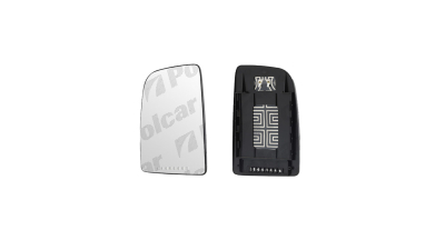 Geam oglinda exterioara cu suport fixare Mercedes Sprinter, 2009-06.2018; Sprinter, 02.2018-, Model W910; Vw Crafter (2e), 2009-04.2017, Stanga, incalzit; sticla convexa; geam cromat; superior; montare patrata, cu functie asistenta parcare