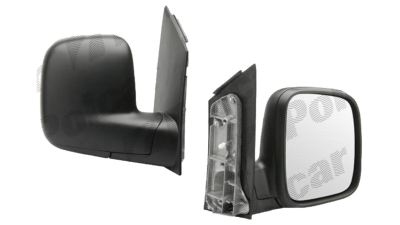 Oglinda exterioara VW Caddy 3/Life (2K) 03.2004-06.2015, Caddy (2K) 06.2015- (Model Furgon/BUS), Partea Dreapta Crom Convex Manuala Fara Incalzire, carcasa neagra, View Max