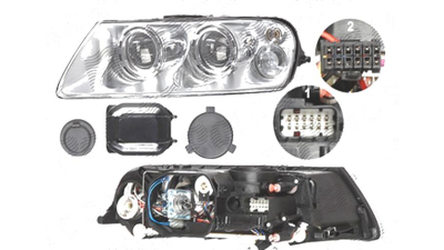 Far Volkswagen Touareg (7l), 10.2002-12.2006, fata, Stanga, xenon; D1S+H7+PY21W+W5W; electric; fara unitate control; fara ballast; cu motor, DEPO