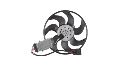 GMV ventilator radiator VW Touareg (7L), 2002-2010, motor 3.2 V6, 3.6 V6, 4.2 V8, 6.0 W12, benzina, 305 mm; 4 pini, cu modul de control electronic
