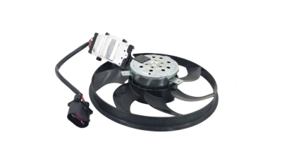 GMV ventilator radiator Porsche Cayenne S (955/9PA), 2002-2010, motor 4.5 V8, 4.8 V8, benzina, cu AC, 4 pini, cu modul de control electronic