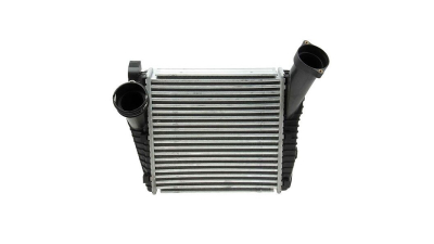 Intercooler Porsche Cayenne Turbo (955/9PA), 08.2002-12.2006, motor 4.5 V8 T 331kw, benzina, cutie automata, cu/fara AC, aluminiu brazat/plastic, 286x292x50 mm, Behr/Hella, intercooler dreapta; conectare Rapida priza stanga 