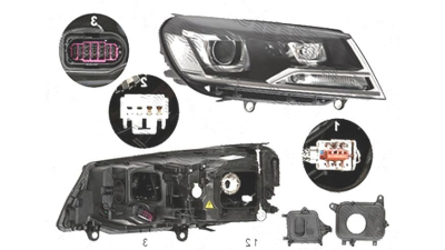 Far Volkswagen Touareg (7p5), 06.2014-, fata, Dreapta, bi-xenon; cu daytime running light; D8S+PY24W+W21/5W; electric; fara unitate control; fara ballast; cu motor, HELLA
