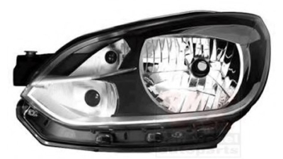 Far Vw Up! (Vw120) 04.2012-04.2016, Stanga, tip bec H4, reglare electrica, fara motoras, ECE, cu rama argintie, Depo, 1S1941015J, 1S1941015L
