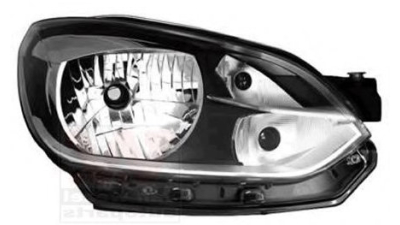 Far Vw Up! (Vw120) 04.2012-04.2016, Dreapta, tip bec H4, reglare electrica, fara motoras, ECE, cu rama argintie, Depo, 1S1941016J, 1S1941016L