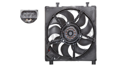 GMV radiator electroventilator VW UP!, 2011-, motor 1.0 TSI 66kw, benzina, cu AC, 342 mm; 3 pini, cu pre-rezistor, 