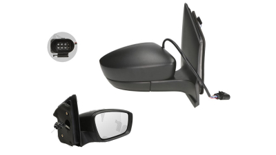 Oglinda usa exterioara Seat Mii, 05.2012-, Skoda Citigo, 05.2012-07.2017; Citigo, 05.2017-; Vw Up! (Vw120), 04.2012-11.2016, partea Dreapta, ajustarea prin cablu; carcasa neagra; sticla convexa; geam cromat, Aftermarket