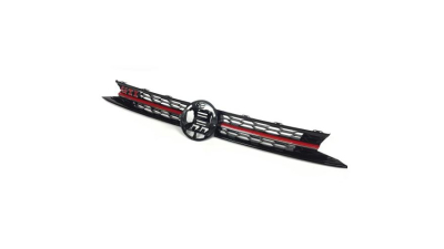 Grila masca radiator VW Polo, 09.2017-, Gti, Fata, cu banda rosie; negru, Aftermarket