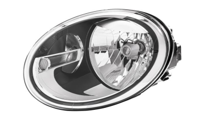 Far VW Beetle (5c1), 10.2011-, partea Stanga, cu lumina de zi; H4+W21/5W; electric; cu motor, HELLA