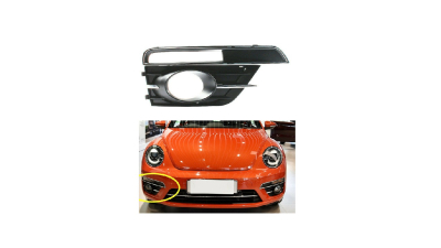 Grila bara VW Beetle (5c1), 2017-, Fata, partea Dreapta, cromat/negru; cu gaura pentru lampa de ceata, Aftermarket