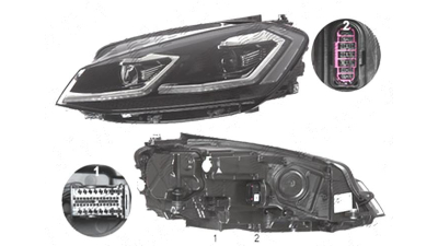 Far Volkswagen Golf 7 (5k), 03.2017-, fata, Stanga, cu static cu lumini de curbe; cu LED daytime running light; LED; electric; cu motor;