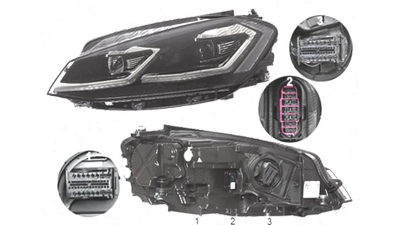 Far Volkswagen Golf 7 (5k), 03.2017-, fata, Stanga, cu dynamic cu lumini de curbe; cu static cu lumini de curbe; cu LED daytime running light; LED; electric; fara LED controlling unit; cu motor, HELLA