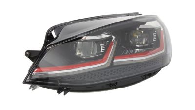 Far VW Golf 7 (5k), 03.2017-, Model Gti, partea Stanga, cu lumina dinamica pentru viraje; cu lumina pentru viraje statica; cu lumina timp de zi tip LED; LED; electric; fara modul LED pentru luminile de curbe; fara unitate control LED; cu motor, HELLA