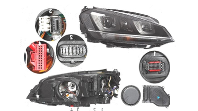 Far Volkswagen Golf 7 (5k), 10.2012-03.2017, fata, Dreapta, bi-xenon; cu dynamic cu lumini de curbe; cu LED daytime running light; D3S+H7; electric; fara unitate control; fara ballast; cu motor, DEPO