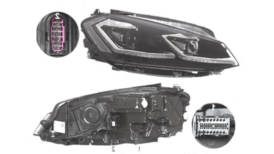 Far Volkswagen Golf 7 (5k), 03.2017-, fata, Dreapta, cu static cu lumini de curbe; cu LED daytime running light; LED; electric; cu motor;