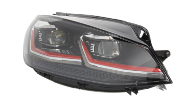 Far VW Golf 7 (5k), 03.2017-, Model Gti, partea Dreapta, cu lumina dinamica pentru viraje; cu lumina pentru viraje statica; cu lumina timp de zi tip LED; LED; electric; fara modul LED pentru luminile de curbe; fara unitate control LED; cu motor, HELLA