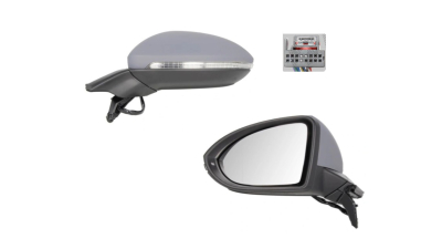 Oglinda usa exterioara VW Golf 7 (5k), 10.2012-, partea Stanga, reglare electrica; grunduit; incalzit; sticla asferica; geam cromat; rabatabil; cu Lucas, Aftermarket