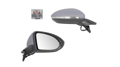 Oglinda usa exterioara VW Golf 7 (5k), 10.2012-, partea Dreapta, reglare electrica; grunduit; incalzit; sticla convexa; geam cromat; rabatabil; memorie; cu Lucas, Aftermarket