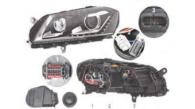 Far Volkswagen Passat (B7 (36)), 11.2010-, fata, Stanga, cu lumini de curbe; xenon; cu LED daytime running light; D3S+LED+PSY24W; electric; fara unitate control; fara ballast; cu motor;