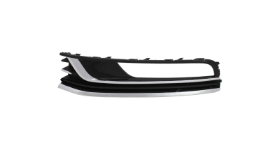 Grila bara fata VW Passat (B7 (36)), 11.2010-2015, Stanga, 3AA854661C9B9, 95D127-3 cu locas pentru proiectoare, 3 insertii crom, negru langa proiector