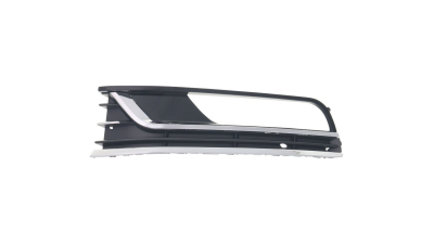 Grila bara fata VW Passat (B7 (36)), 11.2010-2015, Stanga, 3AA854661B9B9, 95D127-5 cu locas pentru proiectoare, 3 insertii crom, grunduit langa proiector, pentru modele HIGHLINE