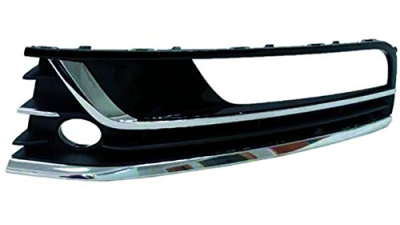 Grila bara fata VW Passat (B7 (36)), 11.2010-2015, Dreapta, 3AA854662B9B9, 95D127-6 cu locas pentru proiectoare, 3 insertii crom, grunduit langa proiector, pentru modele HIGHLINE