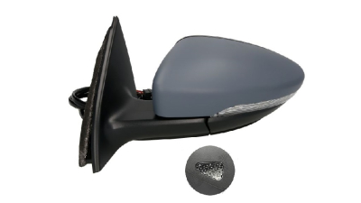 Oglinda usa exterioara VW Passat (B7 (36)), 11.2010-2015, partea Stanga, reglare electrica; grunduit; incalzit; sticla asferica; geam cromat; 16 gauri / 7 pini; cu Lucas; cu lampa perimetru; TQMC10, Aftermarket