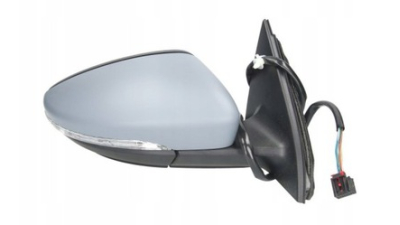 Oglinda exterioara VW Passat (B7) 11.2010-2015, Partea Dreapta Crom Convex Electrica Cu Incalzire, cu semnalizare, 6 pini, carcasa grunduita