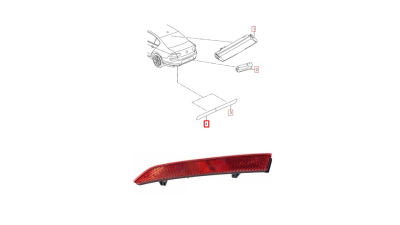 Element reflectorizant catadioptru VW Passat (B8), 08.2014-, partea Stanga, Spate, spre exterior, OE