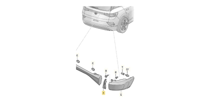 Ornament lampa spate VOLKSWAGEN ID.4, 12.2020-, partea Dreapta, OEM/OES, pentru lampa exterioara;