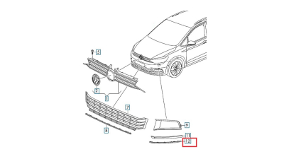Bandou bara protectie VW Touran (5t), 05.2015-, Fata, partea Stanga, cromat, Aftermarket