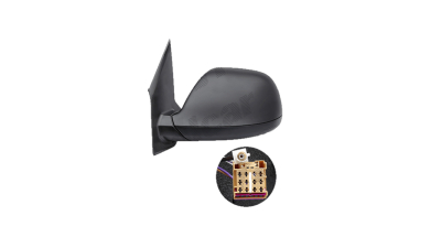 Oglinda exterioara Volkswagen Transporter/Multivan (T6), 04.2015-, Stanga, reglare electrica; carcasa neagra; incalzita; geam asferic; cromat; 5 pini; cu radio aerial, View Max