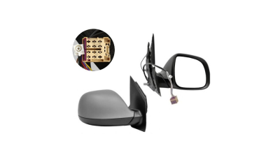 Oglinda exterioara Volkswagen Transporter/Multivan (T6), 04.2015-, Dreapta, reglare electrica; grunduita; incalzita; geam convex; cromat; pliere electrica; 9 pini; cu radio aerial, View Max