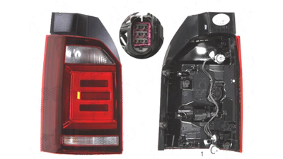 Stop spate lampa Volkswagen Transporter/Multivan (T6), 04.2015-06.2016, spate, Stanga, 1 usa spate, LED+W16W; fumuriu; cu suport becuri, HELLA,