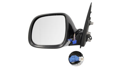 Oglinda exterioara Volkswagen Amarok (N817), 2012-, partea Stanga, reglare electrica; carcasa neagra; incalzita; geam asferic; cromat; 5 pini; cu 2 mufe, cu radio aerial, View Max