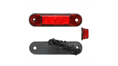 Lampa pozitie gabarit si semnalizare 12/24V; 4 led-uri; oval; fixare cu holsurub; LED; rosu; Latime: 77,50 mm; Inaltime: 18 mm; adancime: 11 mm; 