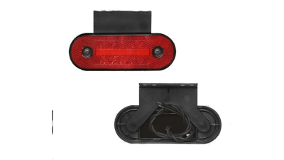 Lampa pozitie gabarit 12/24V; oval; fixare cu holsurub; LED; rosu; cu mounting parts; cu cabluri; Latime: 115 mm; Inaltime: 41 mm; adancime: 20 mm; 
