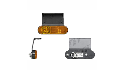 Lampa pozitie gabarit Hella 2PS329060101 24V; Cu suport; montare surub cu spatiu 70mm; LED; carcasa neagra, geam galben;