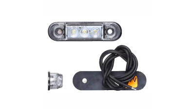 Lampa pozitie gabarit 12/24V; cu cablu; oval; montare surub cu spatiu 45mm; 3xLED; alb; Latime: 65 mm; Inaltime: 17 mm; adancime: 14 mm; 