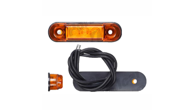 Lampa pozitie gabarit 12/24V; cu cablu; oval; montare surub cu spatiu 45mm; 3xLED; portocaliu; Latime: 65 mm; Inaltime: 17 mm; adancime: 14 mm;