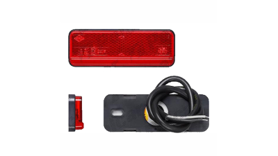 Lampa pozitie gabarit 12/24V; cu element reflectorizant; cu cablu; dreptunghiular; fixare cu holsurub; LED; rosu; latime: 102 mm; inaltime: 35 mm; adancime: 12 mm;